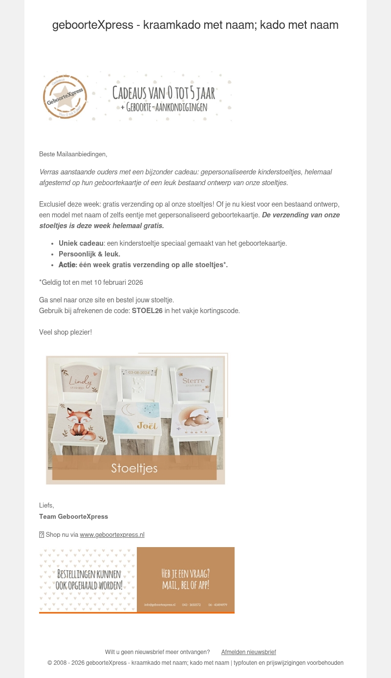 Eén week lang: gratis verzending op stoeltjes! 🎁 Eén week lang: gratis verzending op stoeltjes! 🎁
