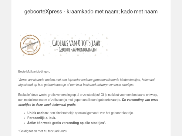 Eén week lang: gratis verzending op stoeltjes! 🎁