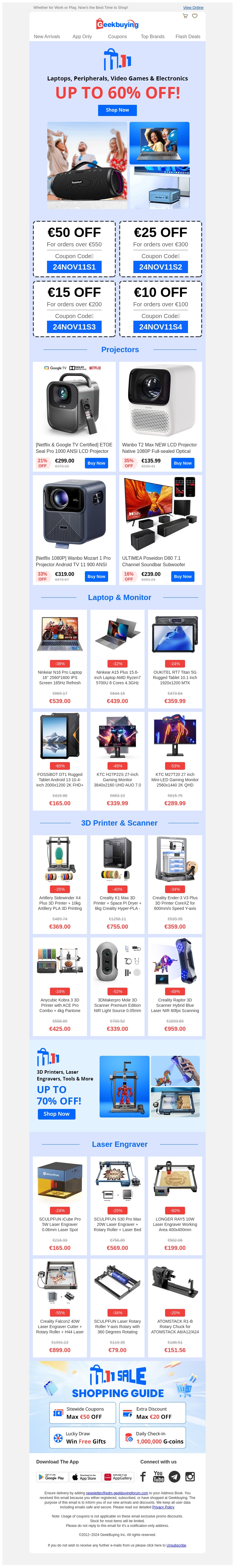 🎊11·11 Sale: Up to 60% OFF on Electronics & 3D Printer Tools! 🎊11·11 Sale: Up to 60% OFF on Electronics & 3D Printer Tools!