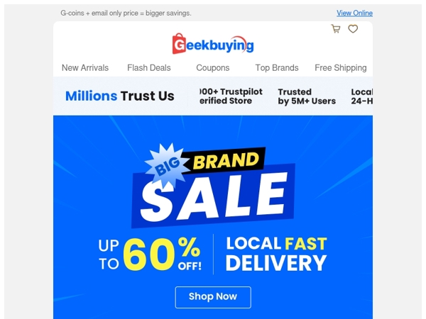 Big Brand Sale, Up to 60% OFF! 🥇 