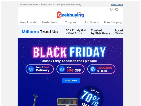 😍 Early Access to Black Friday — Up to 70% OFF Inside!