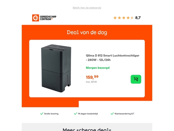 Deal van de dag: Qlima D 812 Smart Luchtontvochtiger - 240W - 12L/24h
