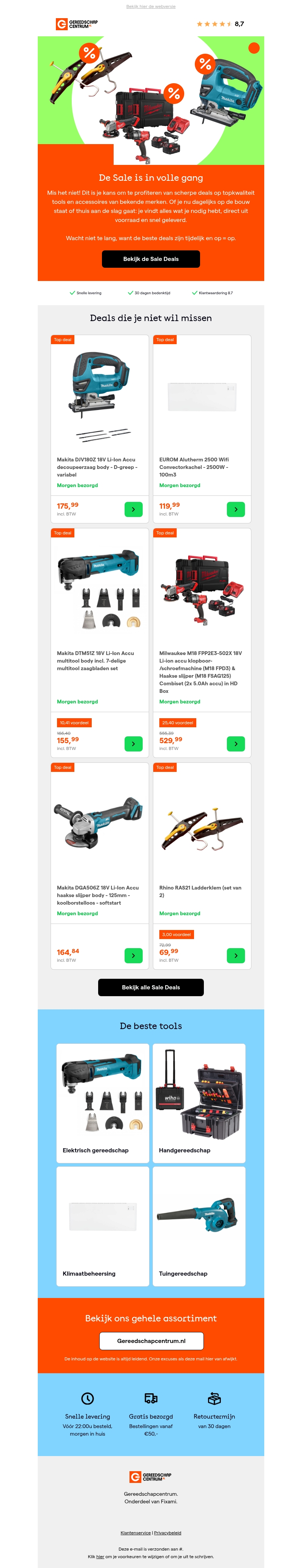 De Sale is in volle gang: hoge kortingen op topgereedschap De Sale is in volle gang: hoge kortingen op topgereedschap