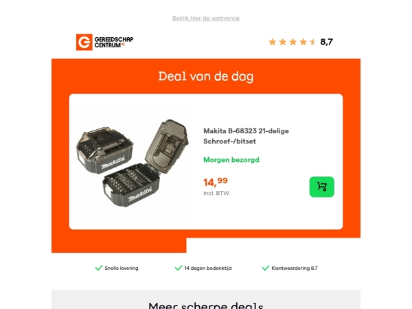 Deal van de dag: Makita B-68323 21-delige Schroef-/bitset