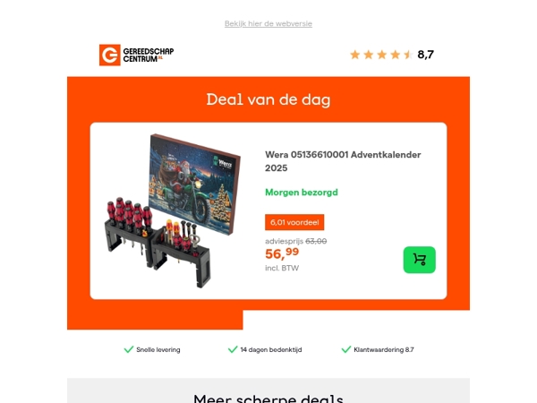Deal van de dag: - 10% op Wera 05136610001 Adventkalender 2025