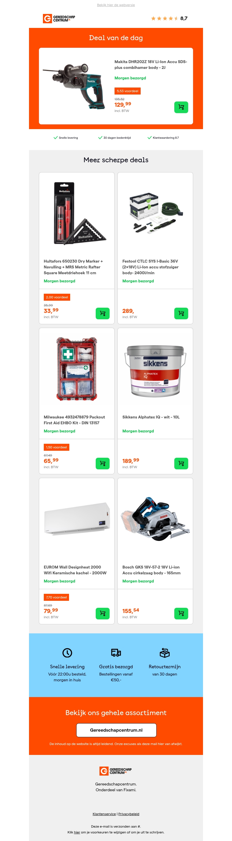 Deal van de dag: Makita DHR202Z 18V Li-Ion Accu SDS-plus combihamer body - 2J Deal van de dag: Makita DHR202Z 18V Li-Ion Accu SDS-plus combihamer body - 2J