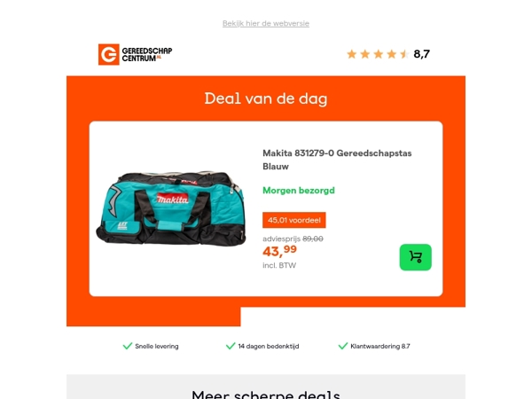 Deal van de dag: - 51% op Makita 831279-0 Gereedschapstas Blauw