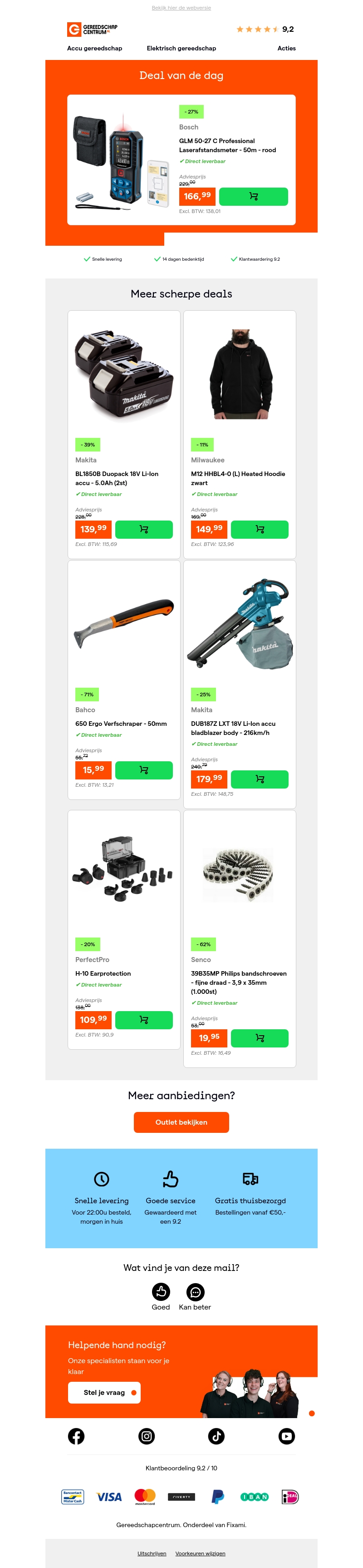 Deal van de dag: - 27% op Bosch GLM 50-27 C Professional Laserafstandsmeter - 50m - rood Deal van de dag: - 27% op Bosch GLM 50-27 C Professional Laserafstandsmeter - 50m - rood