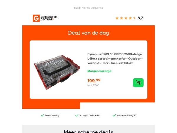 Deal van de dag: - 10% op Dynaplus 0289.30.00010 2500-delige L-Boxx assortimentskoffer - Outdoor - Verzinkt - Torx - Inclusief bitset