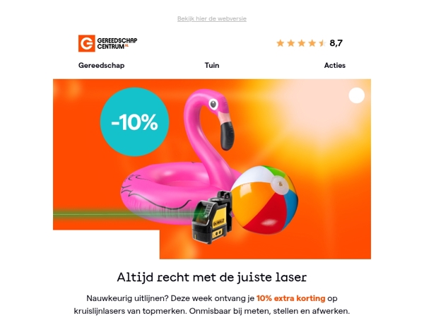 Waterpas werken met 10% korting
