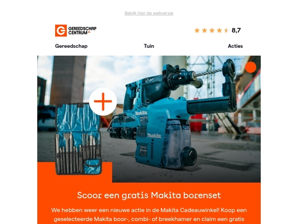 Gratis borenset in de Makita Cadeauwinkel