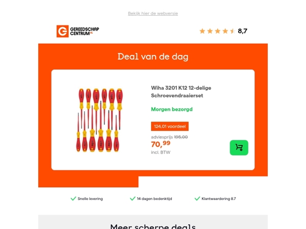 Deal van de dag: - 64% op Wiha 3201 K12 12-delige Schroevendraaierset