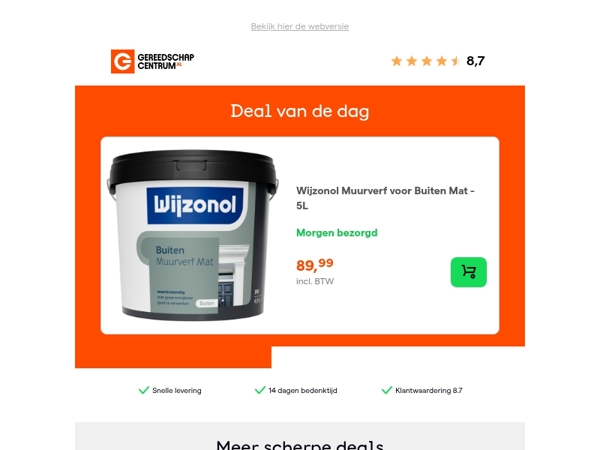 Deal van de dag: Wijzonol Muurverf voor Buiten Mat - 5L