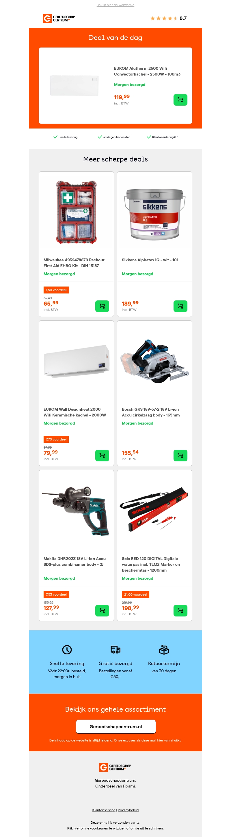 Deal van de dag: EUROM Alutherm 2500 Wifi Convectorkachel - 2500W - 100m3 Deal van de dag: EUROM Alutherm 2500 Wifi Convectorkachel - 2500W - 100m3