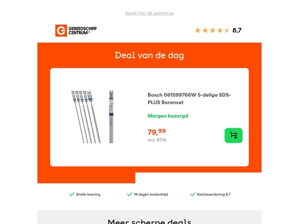 Deal van de dag: - 38% op Bosch 061599766W 5-delige SDS-PLUS Borenset
