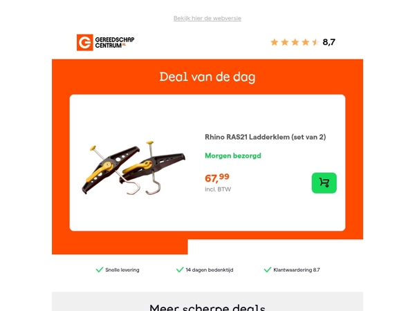Deal van de dag: Rhino RAS21 Ladderklem (set van 2)