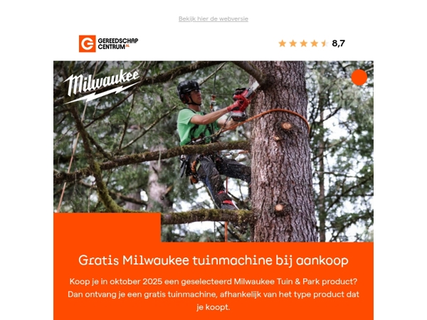 Tijdelijke actie: claim je gratis Milwaukee bladblazer, grastrimmer of snoeizaag