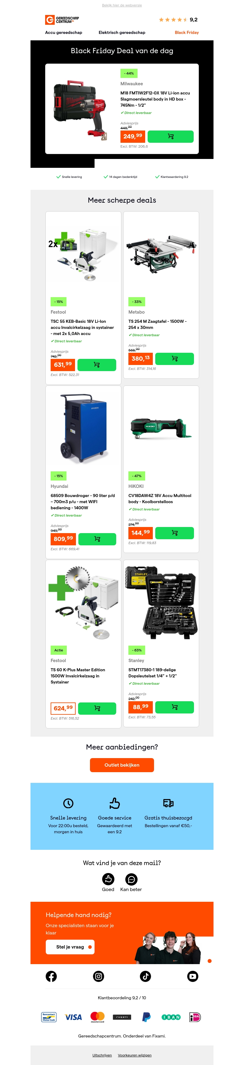 Black Friday Deal van de dag: - 44% op Milwaukee M18 FMTIW2F12-0X 18V Li-ion accu Slagmoersleutel body in HD box - 745Nm - 1/2" Black Friday Deal van de dag: - 44% op Milwaukee M18 FMTIW2F12-0X 18V Li-ion accu Slagmoersleutel body in HD box - 745Nm - 1/2"