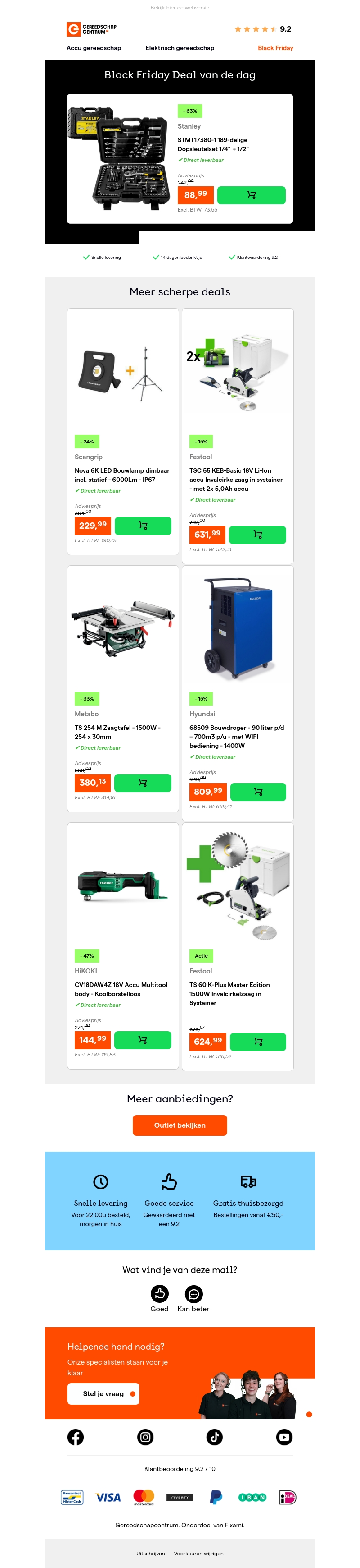 Black Friday Deal van de dag: - 63% op Stanley STMT17380-1 189-delige Dopsleutelset 1/4” + 1/2" Black Friday Deal van de dag: - 63% op Stanley STMT17380-1 189-delige Dopsleutelset 1/4” + 1/2"