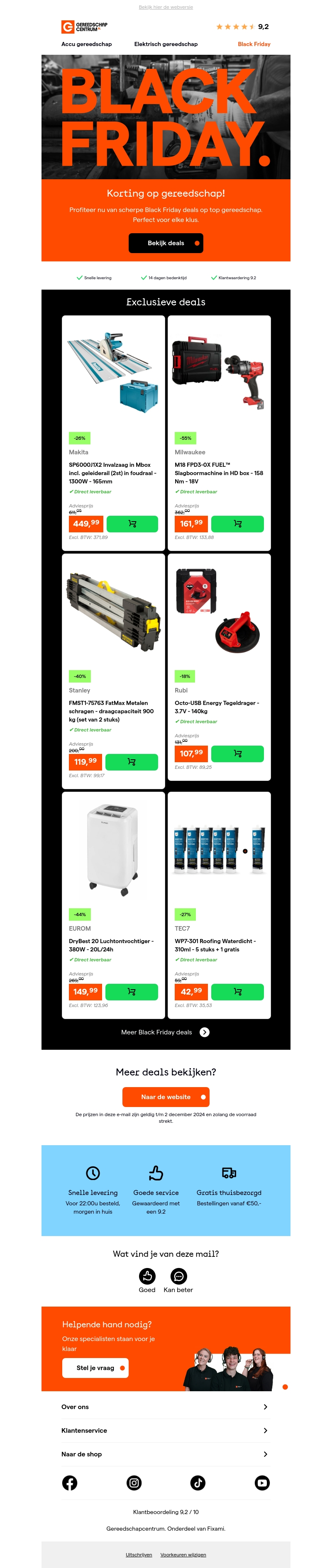 Black Friday deals op gereedschap Black Friday deals op gereedschap