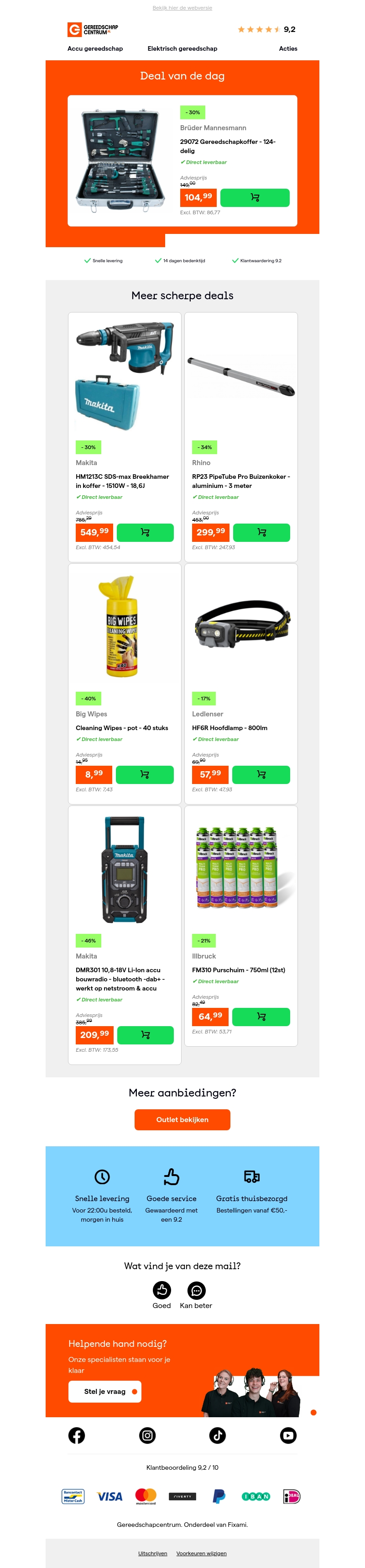 Deal van de dag: - 30% op Brüder Mannesmann 29072 Gereedschapkoffer - 124-delig Deal van de dag: - 30% op Brüder Mannesmann 29072 Gereedschapkoffer - 124-delig