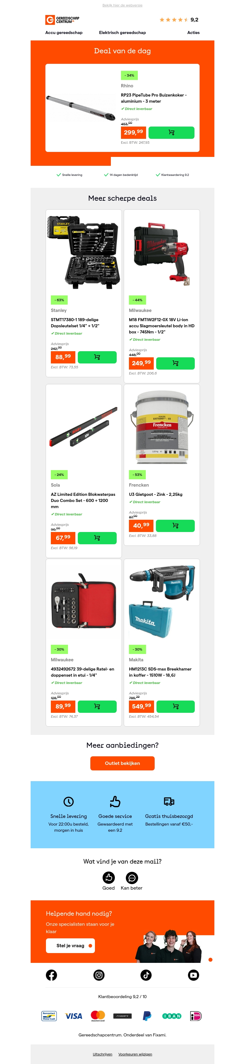 Deal van de dag: - 34% op Rhino RP23 PipeTube Pro Buizenkoker - aluminium - 3 meter Deal van de dag: - 34% op Rhino RP23 PipeTube Pro Buizenkoker - aluminium - 3 meter