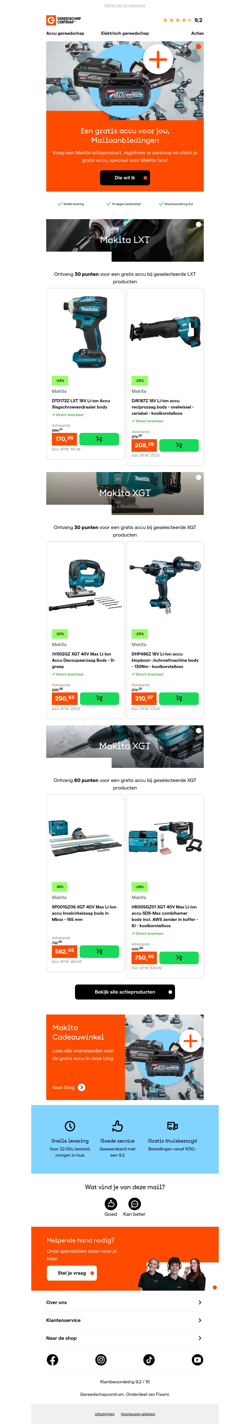 Krijg een accu cadeau bij Makita Krijg een accu cadeau bij Makita