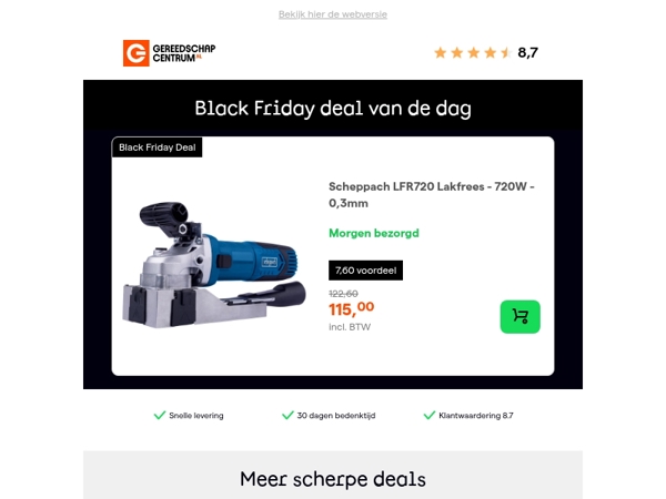Black Friday Deal van de dag: Scheppach LFR720 Lakfrees - 720W - 0,3mm