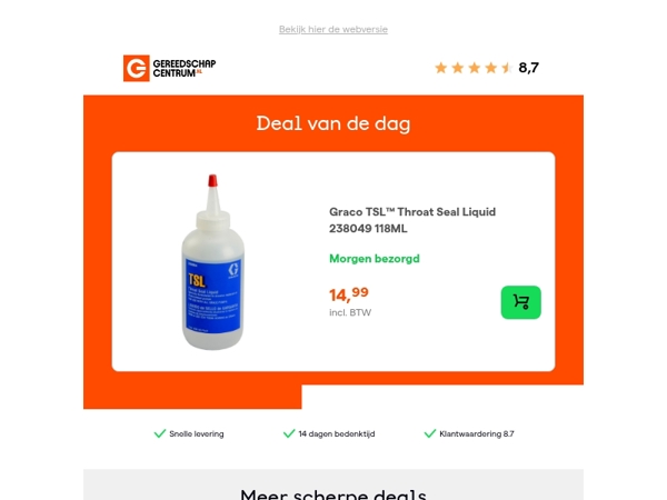 Deal van de dag: Graco TSL™ Throat Seal Liquid 238049 118ML