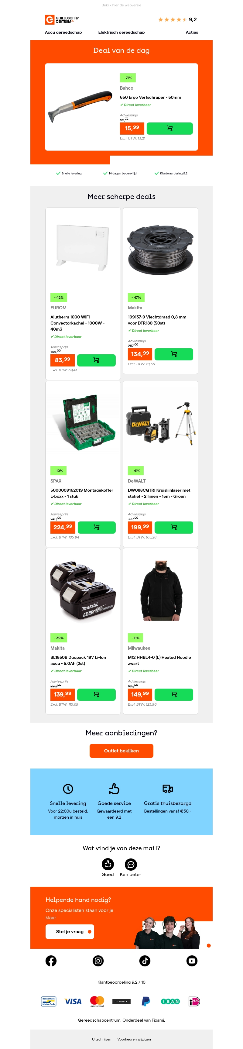 Deal van de dag: - 71% op Bahco 650 Ergo Verfschraper - 50mm Deal van de dag: - 71% op Bahco 650 Ergo Verfschraper - 50mm