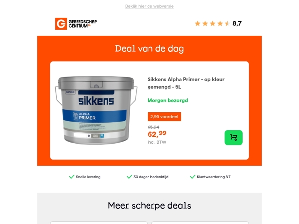Deal van de dag: Sikkens Alpha Primer - op kleur gemengd - 5L