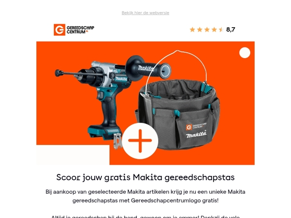 Gratis Makita gereedschapstas bij jouw aankoop