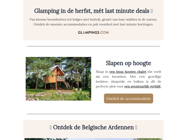 Herfst glampings + last-minute  kortingen! 🍂