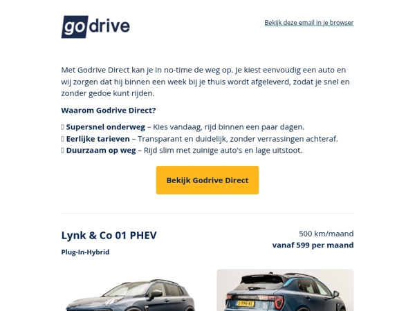 Ontdek de voordelen van Godrive Direct.