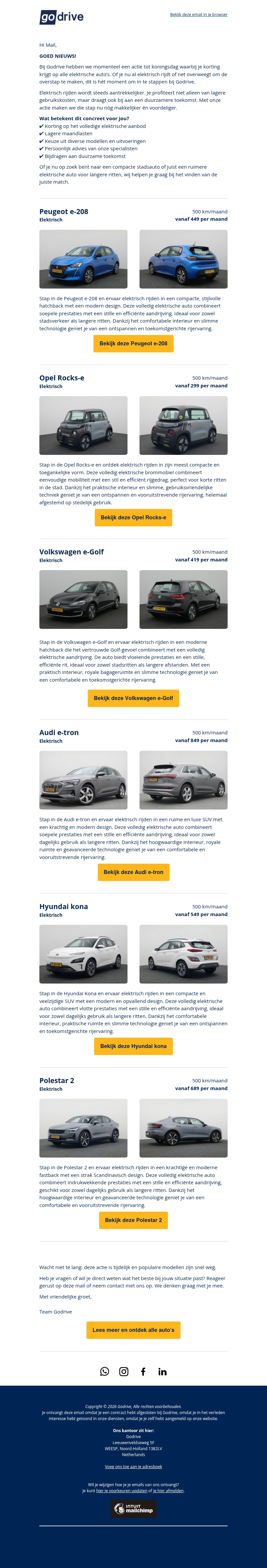 Mail, Korting op alle elektrische auto’s bij GoDrive Mail, Korting op alle elektrische auto’s bij GoDrive