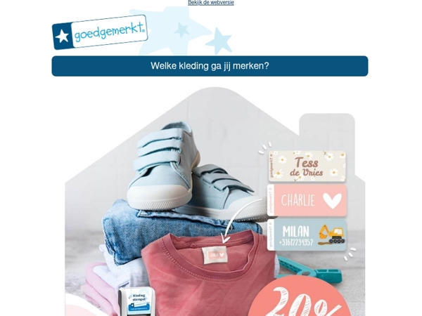 ★ Nog 2 dagen: 20% KORTING op alle kledinglabels 🧤