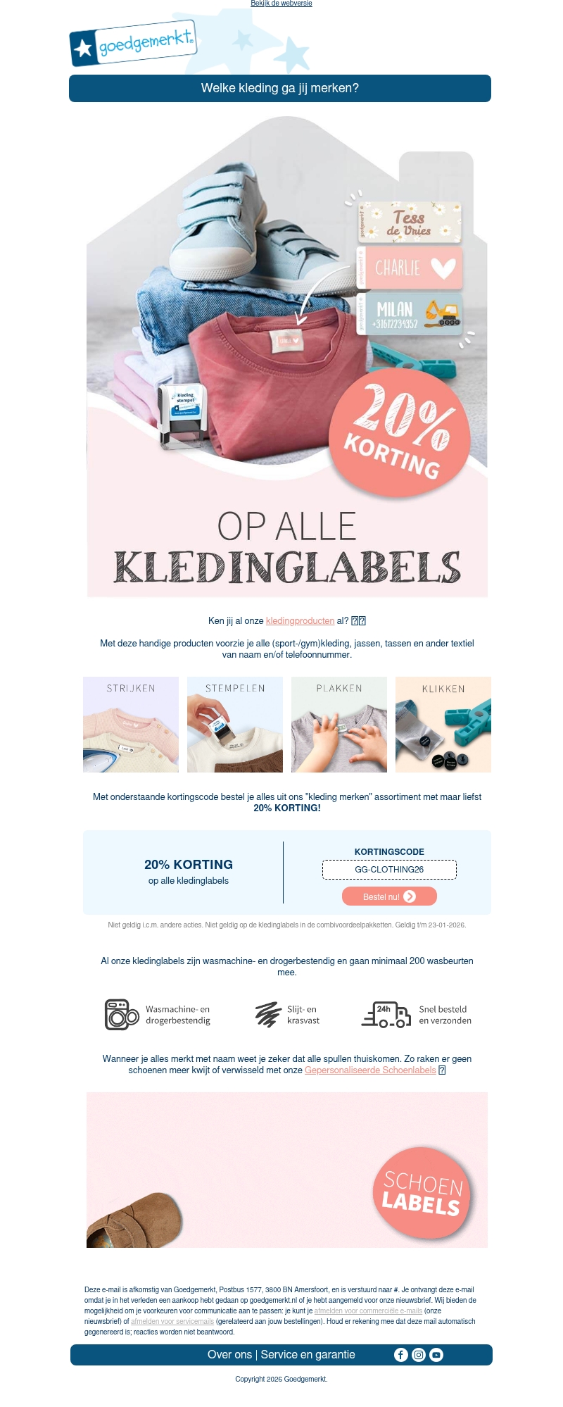 ★ 20% KORTING op alle kledinglabels! 🧣 ★ 20% KORTING op alle kledinglabels! 🧣