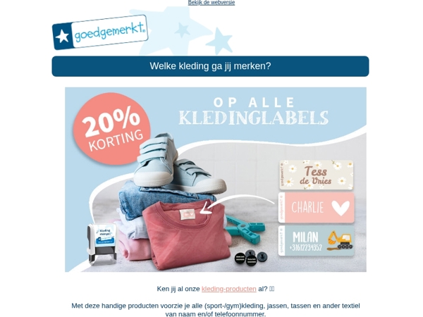 ★ Nog 2 dagen: 20% KORTING op alle kledinglabels 🤑🔥