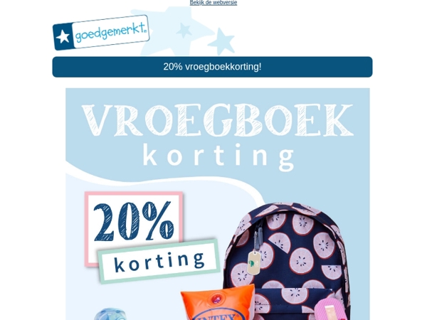 ★ Laatste kans! ⏰ 20% VROEGBOEKKORTING op het hele assortiment 💛