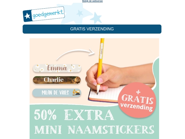 ★ 50% EXTRA Mini Naamstickers ✏️ +  gratis verzending 📬️