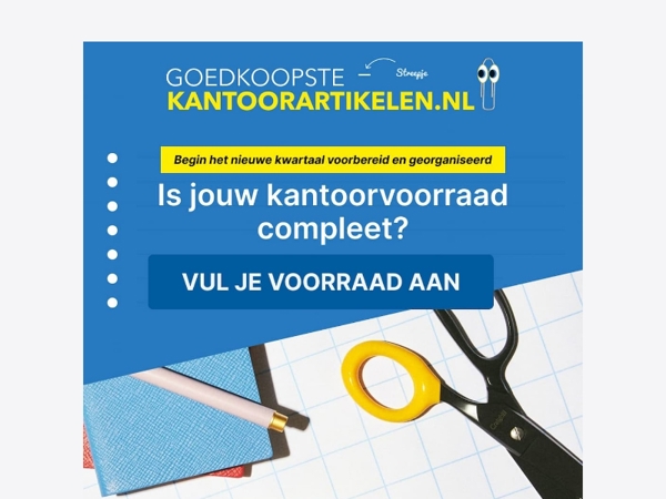 Is jouw kantoorvoorraad compleet?