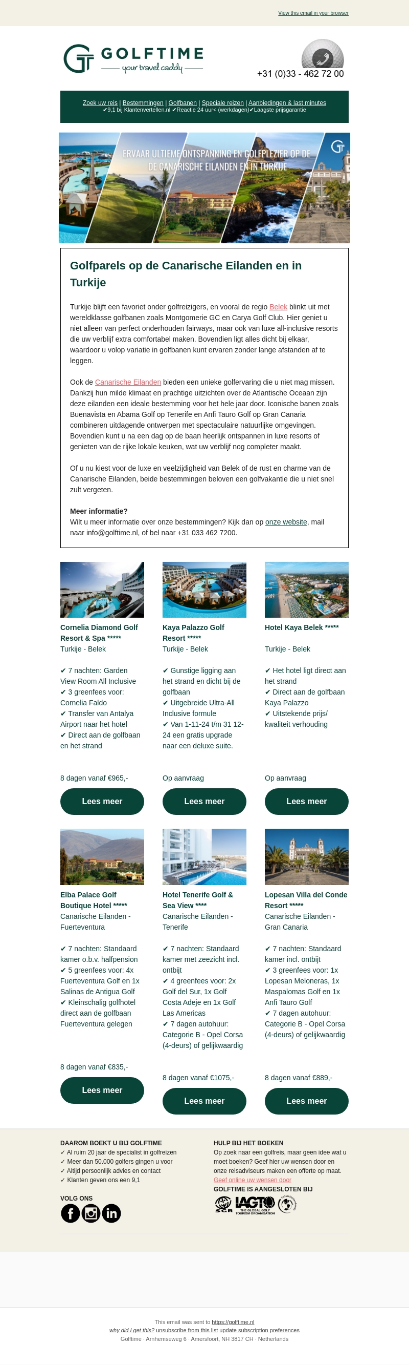 Ontdek de golfparels van de Canarische Eilanden en Turkije! Ontdek de golfparels van de Canarische Eilanden en Turkije!