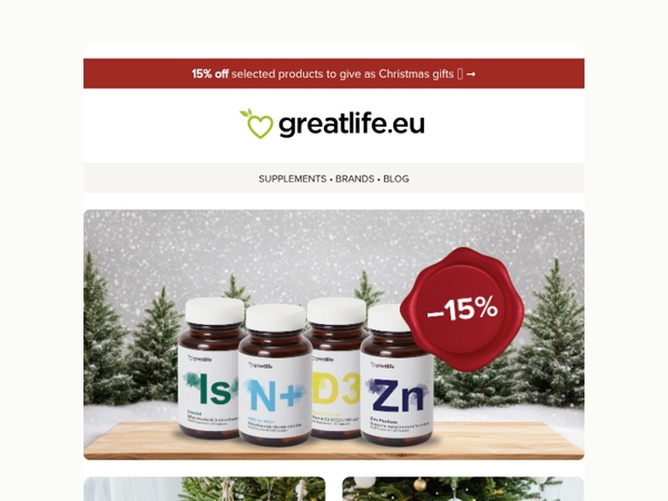 15% Off Healthy Christmas Gifts 🎁 | Greatlife.eu 💚