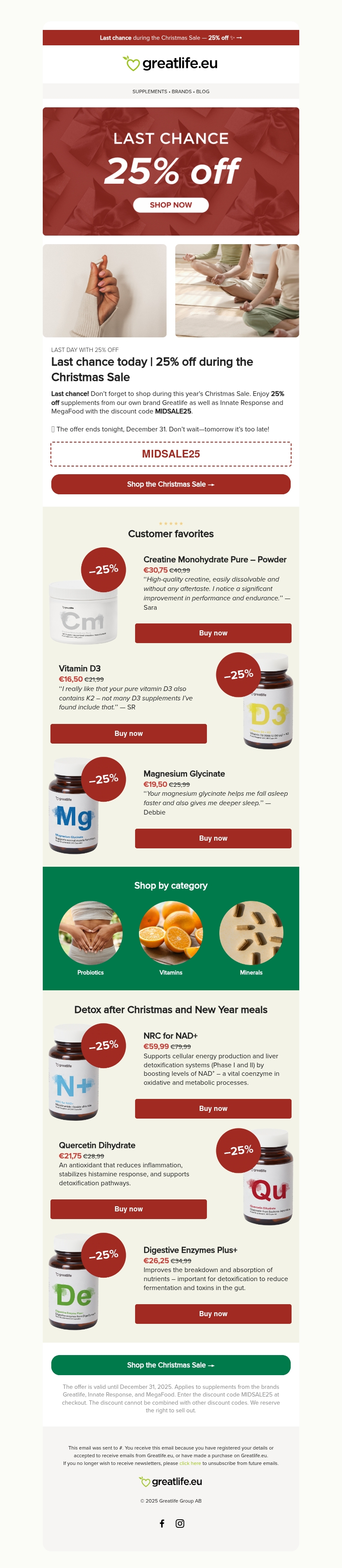 Last chance today! 25% off during the Christmas Sale | Greatlife.eu π Last chance today! 25% off during the Christmas Sale | Greatlife.eu π