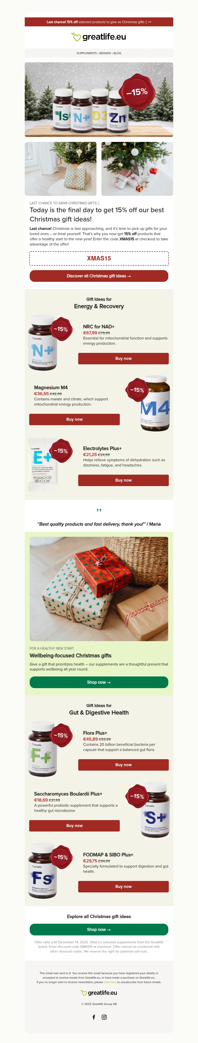 Reminder: 15% Off Healthy Christmas Gifts π | Greatlife.eu π Reminder: 15% Off Healthy Christmas Gifts π | Greatlife.eu π