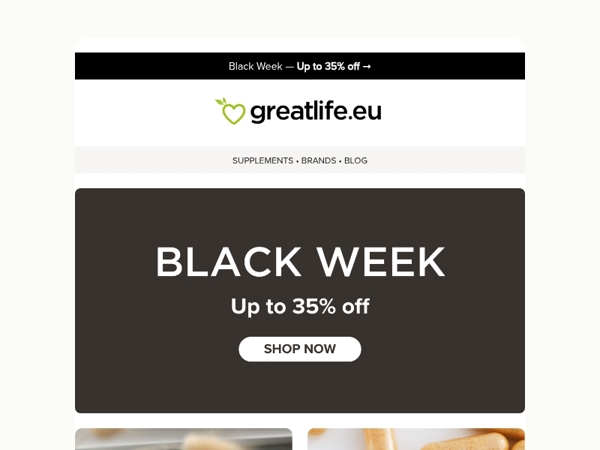 Amazing deals! Up to 35% off during Black Week! | Greatlife.eu 🖤
