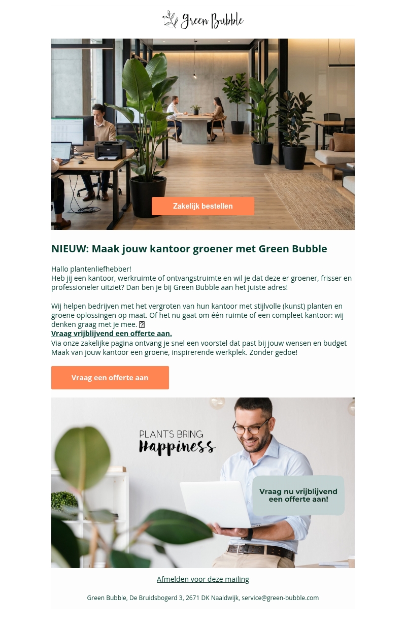 NIEUW: Maak jouw kantoor groener met Green Bubble NIEUW: Maak jouw kantoor groener met Green Bubble