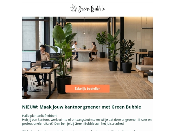 NIEUW: Maak jouw kantoor groener met Green Bubble