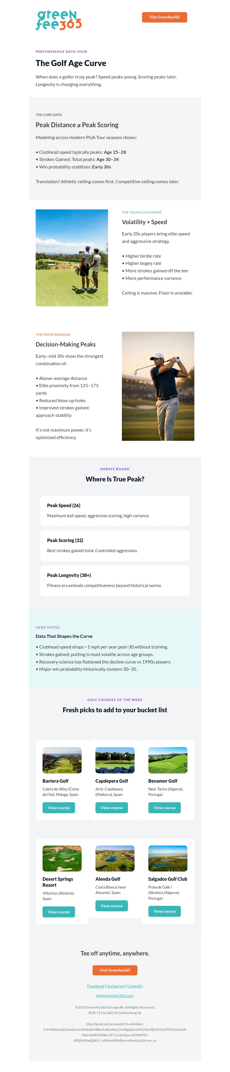 The truth about golf’s peak age. The truth about golf’s peak age.