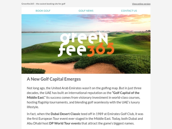 Golf in the UAE: Championship Courses, Desert Sun, and Night Golf